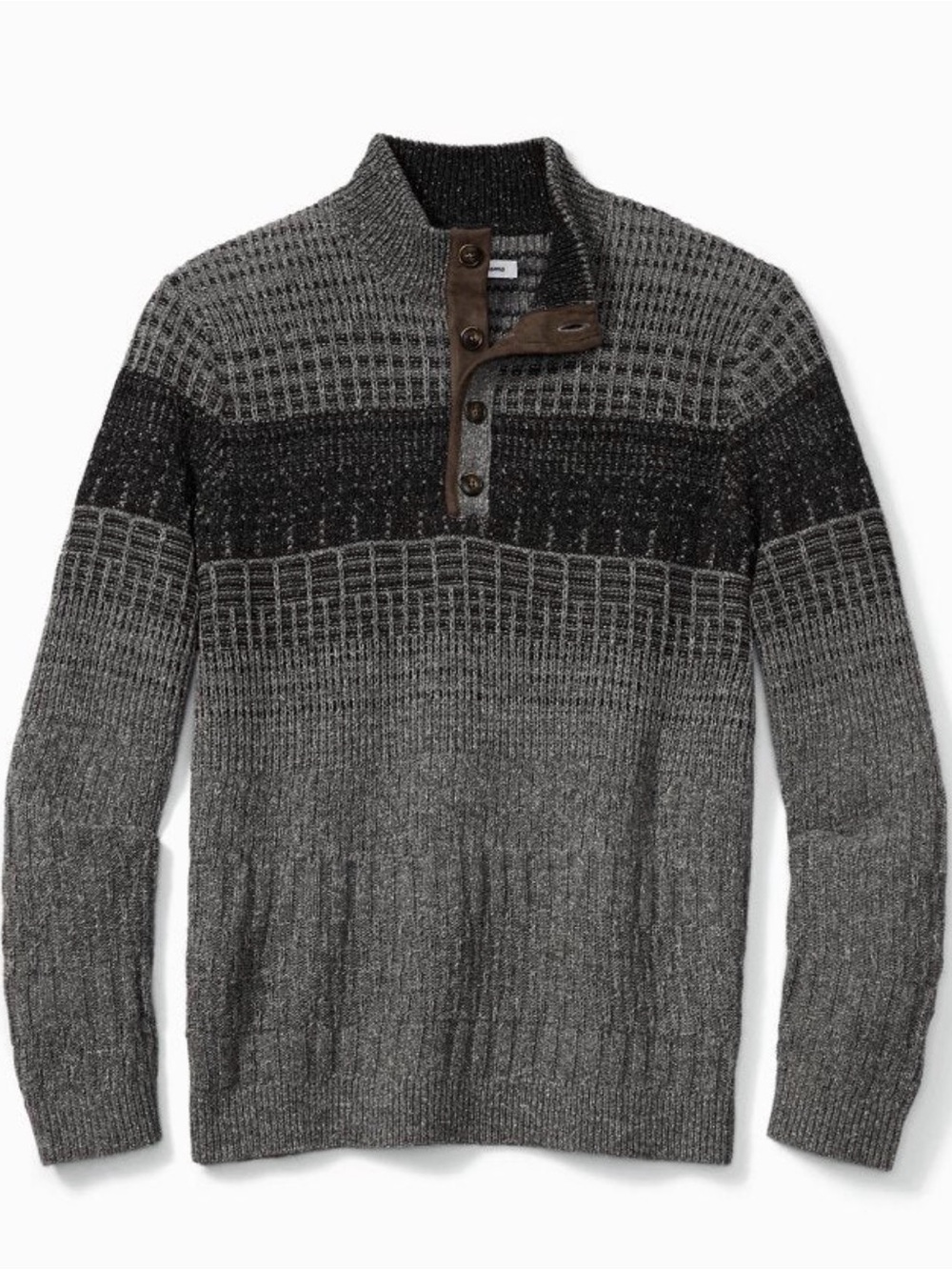 Tommy Bahama Men's Gray Riptide Cove Button Mock Sweater Merino Wool Silk Sz L